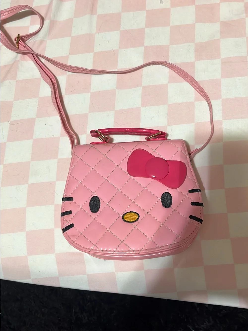 Pink Quilted Hello Kitty-Inspired Crossbody Bag